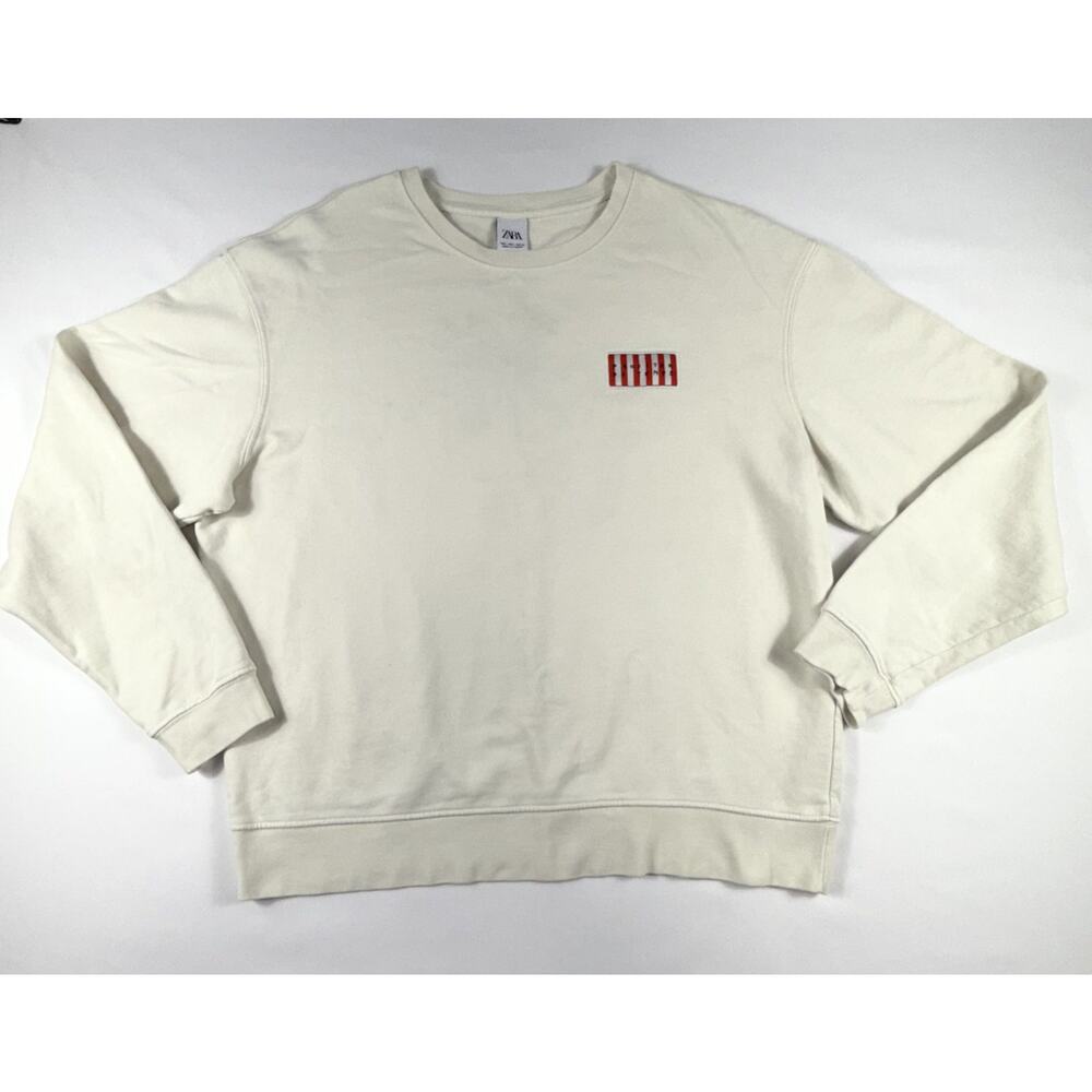Zara Man graphic white sweatshirt Size L collaboration with artist Asione - Picture 3 of 7